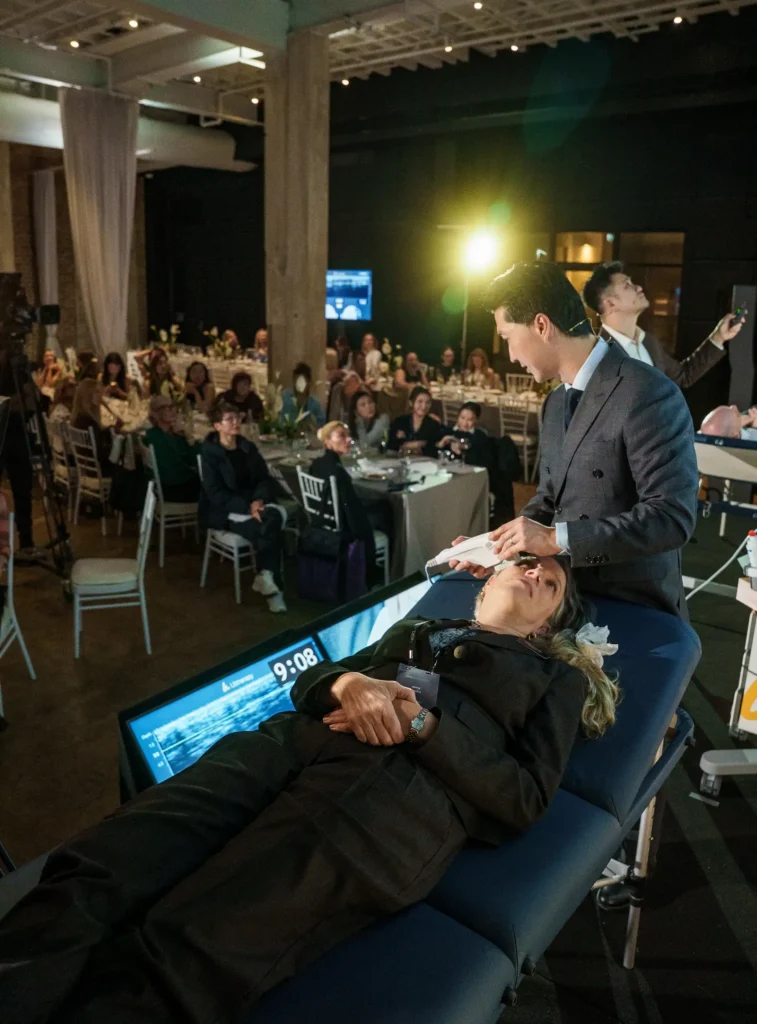 Machine demonstration on stage at the Merz Aesthetics Ultherapy PRIME Launch & Showcase Dinner – Peanut Productions case study