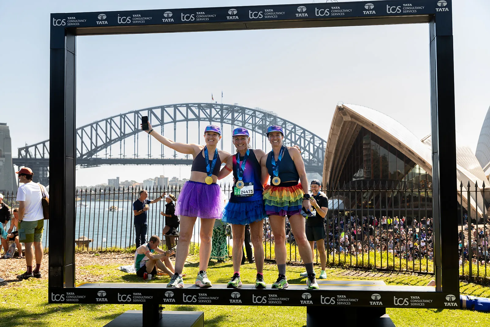Group Photo in Front of the Sydney Opera House at Tata Consultancy Services TCS Sydney Marathon 2026, Sydney – Peanut Productions Event Management Case Study